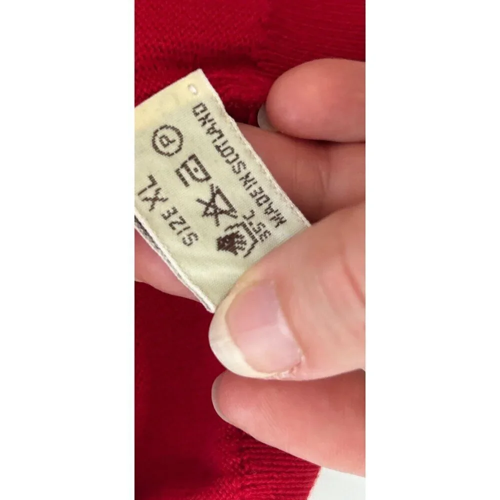 Paul Stuart Red Wool Crewneck Sweater Made In Scotland XL Mens